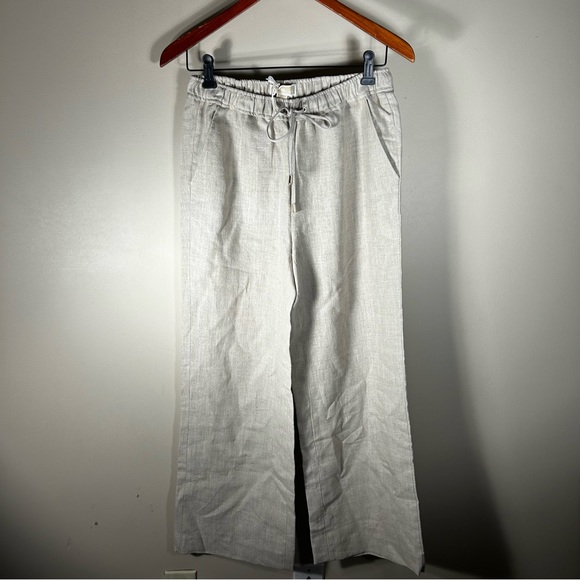 Michael Michael Kors High Waisted Tan Linen Wide Leg Pants Size 2 - Picture 1 of 8